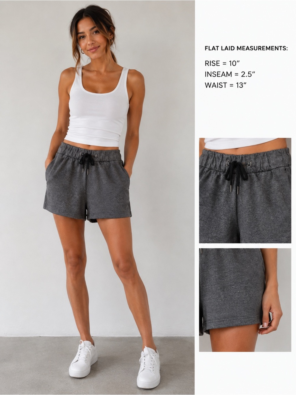 Lululemon Grey Space Dye High-Rise Athletic Drawcord Shorts Size 2